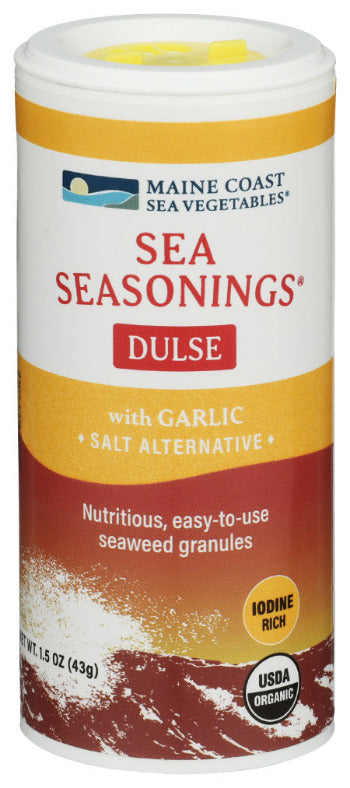 Shaker of Maine Coast Sea Vegetables Sea Seasonings Dulse with Garlic