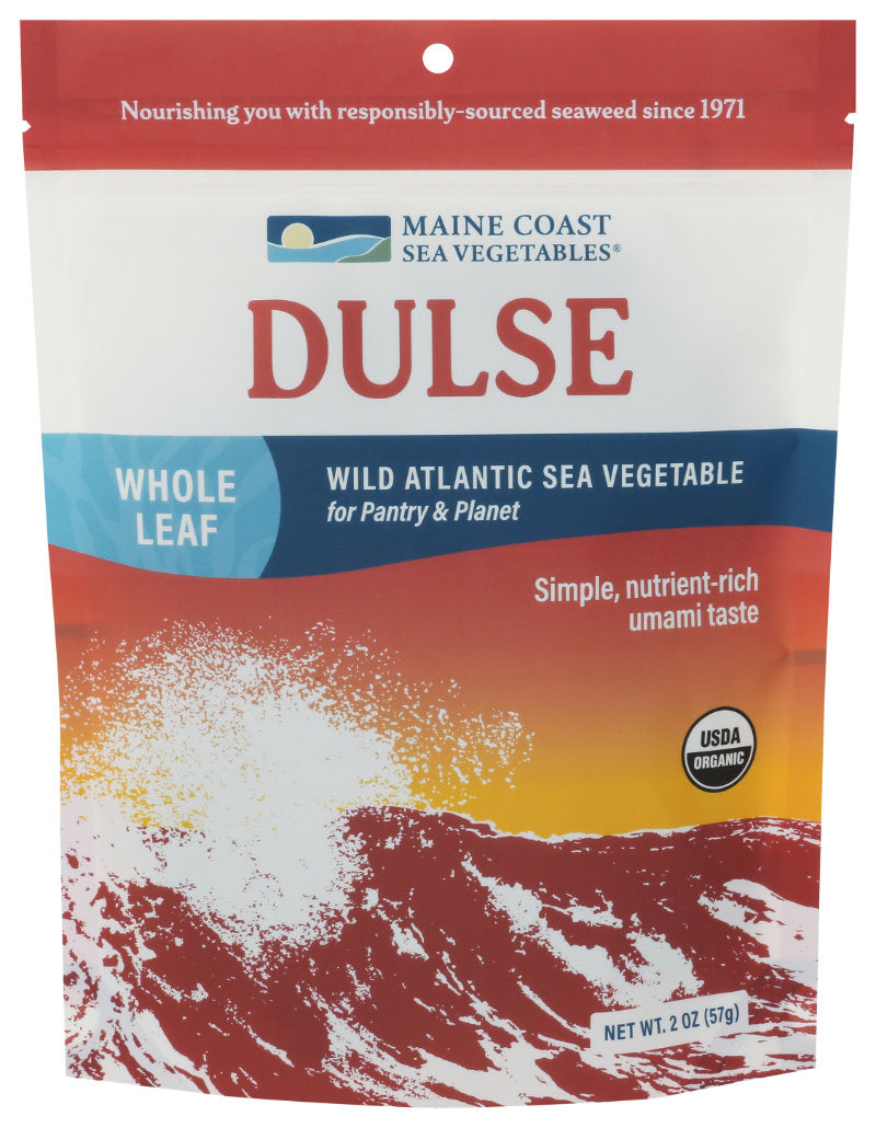 Maine Coast Sea Vegetables Dulse seaweed package with wave design