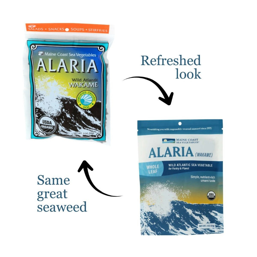 shows old Alaria packaging and new Alaria packaging