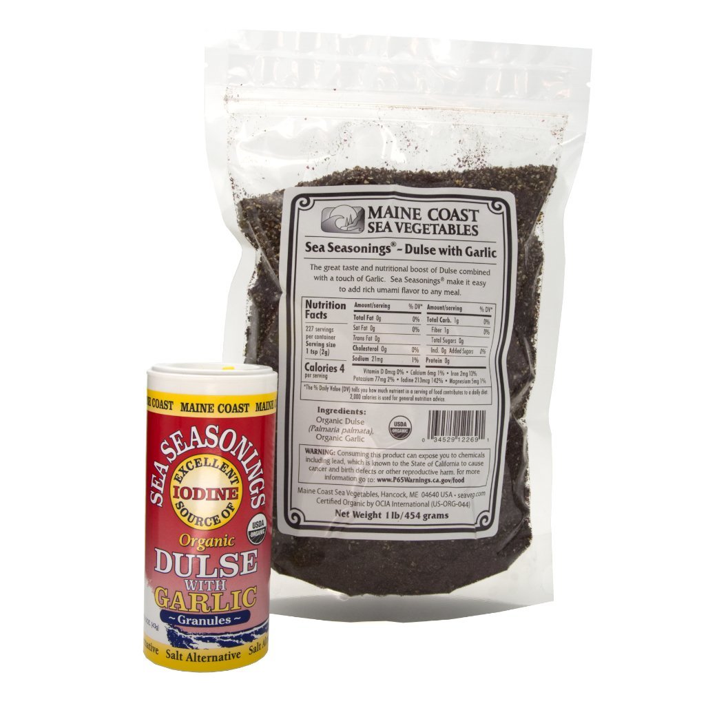 Dulse Granules with Garlic - Wild Atlantic - Sea Seasonings Bulk - Organic 1 LB - Maine Coast Sea Vegetables