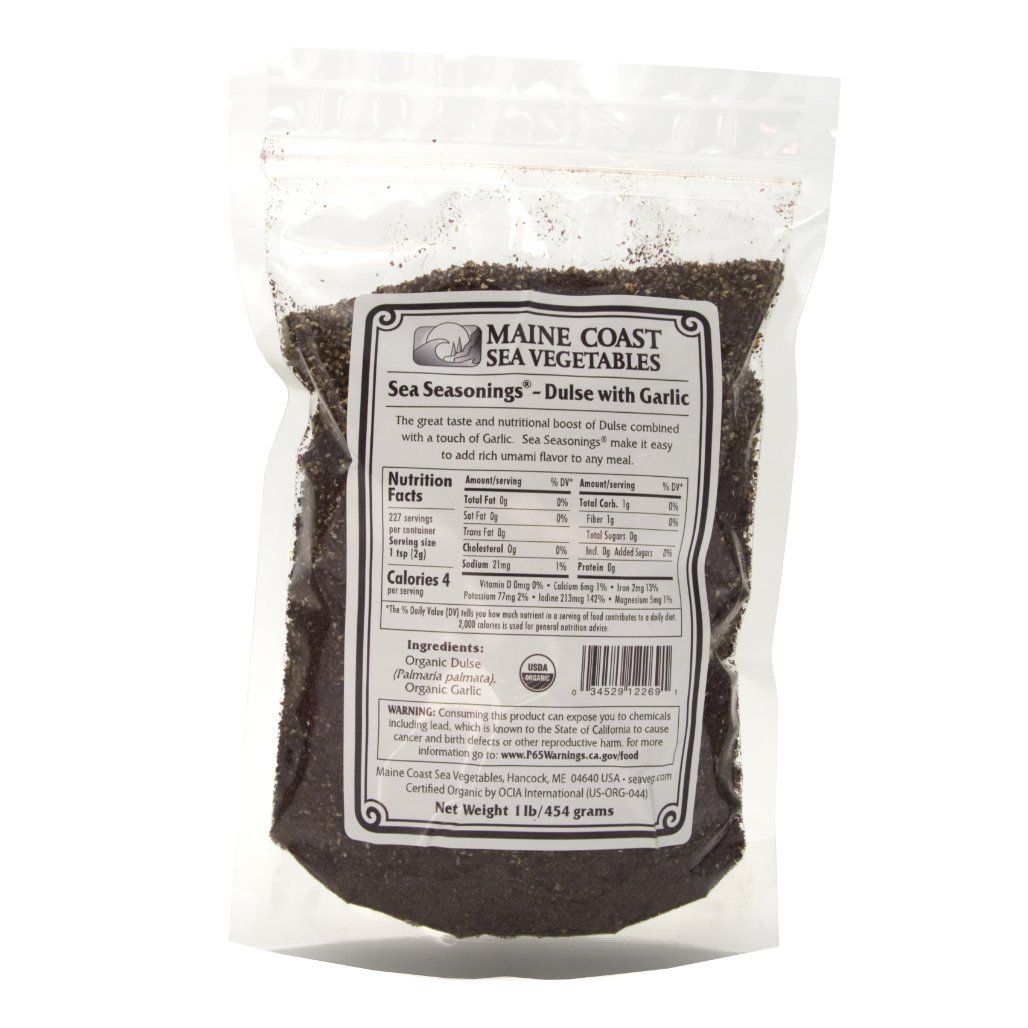 Dulse Granules with Garlic - Wild Atlantic - Sea Seasonings Bulk - Organic 1 LB - Maine Coast Sea Vegetables
