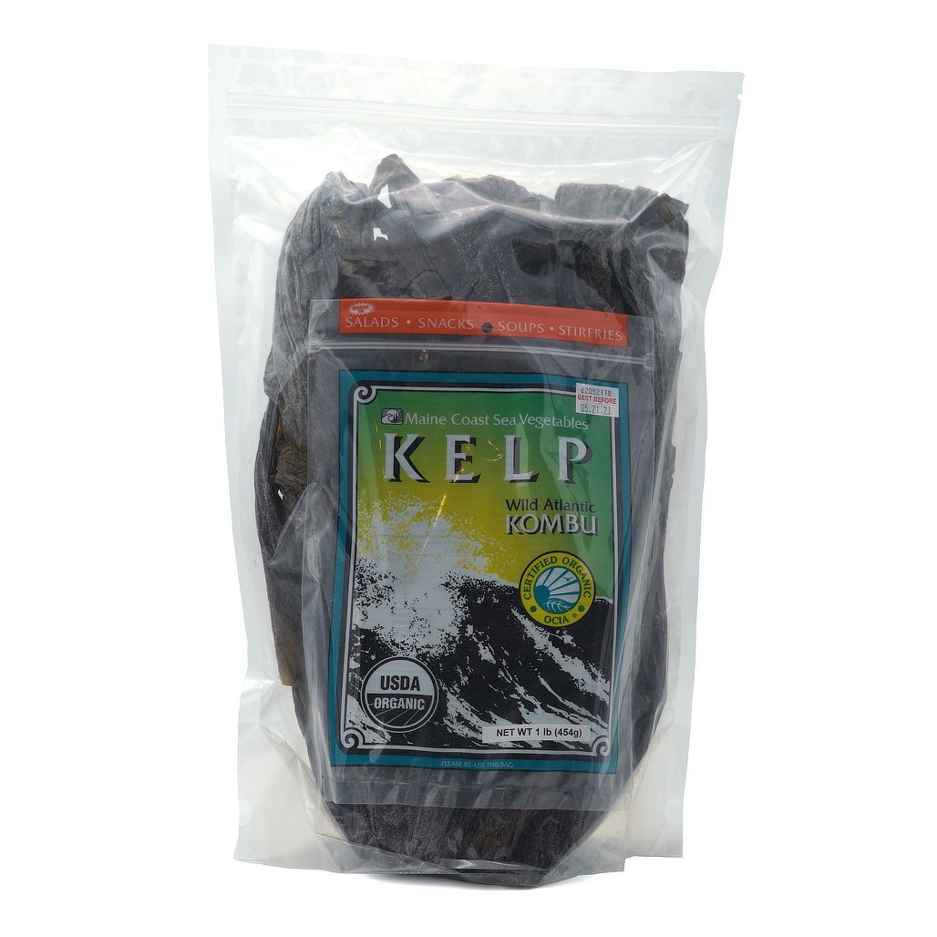 Kelp (Sugar) Whole Leaf - Wild Atlantic Kombu - Organic 1 LB - Maine Coast Sea Vegetables