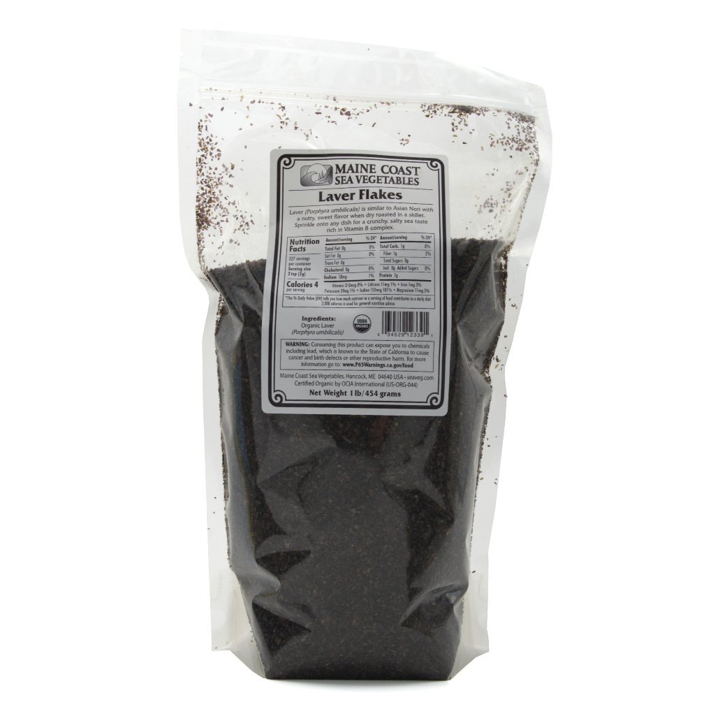 Laver Flakes - "Wild Atlantic Nori" - Organic 1 LB - Maine Coast Sea Vegetables
