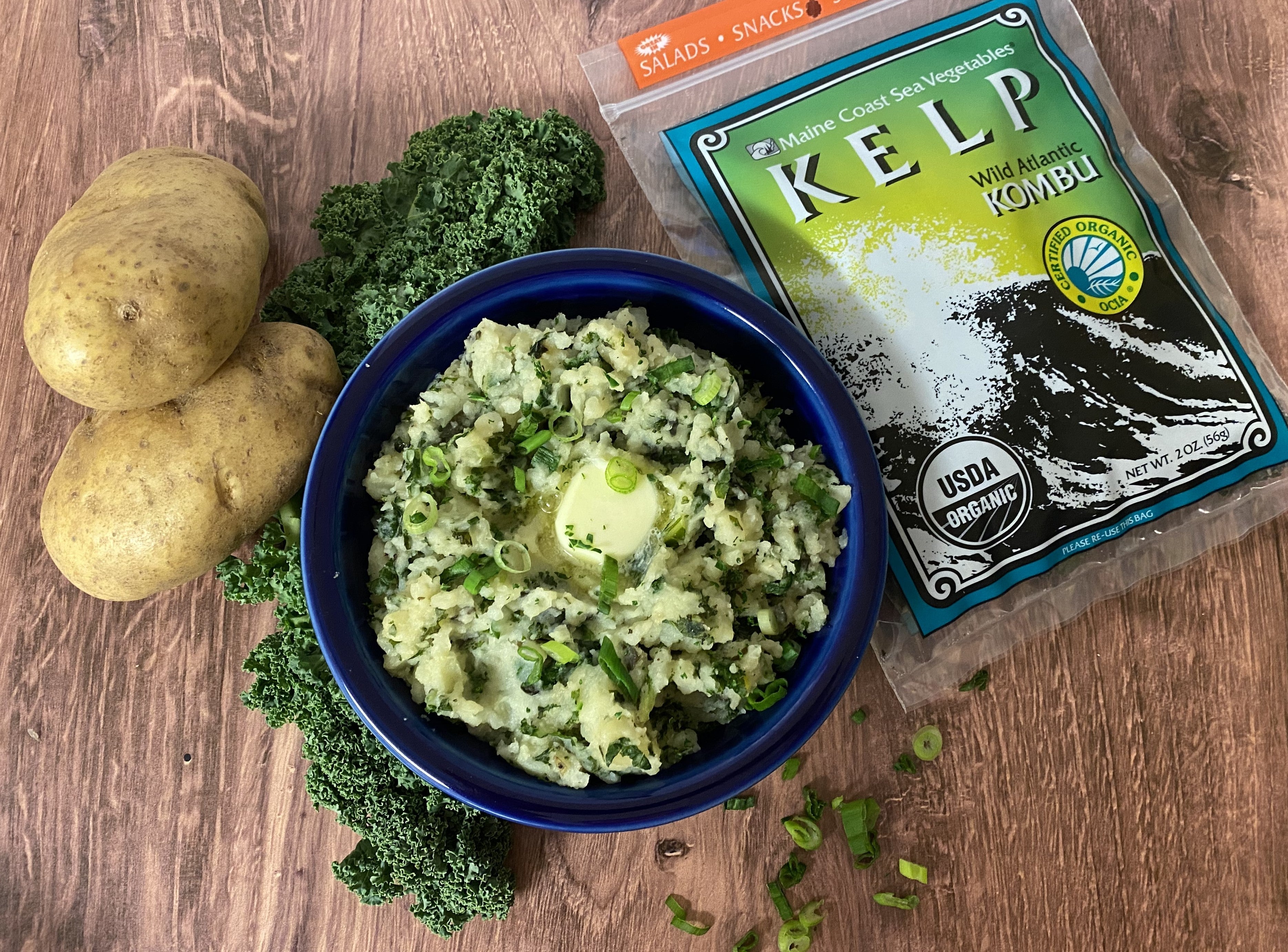 Organic Sugar Kelp Whole Leaf 2 oz Bag (Saccharina latissima) - "Wild Atlantic Kombu" - Wild-Harvested Sea Vegetable - Maine Coast Sea Vegetables