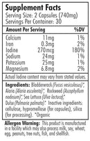 Seaweed Support Iodine Formula - A Natural Source of Iodine  - nutrional label