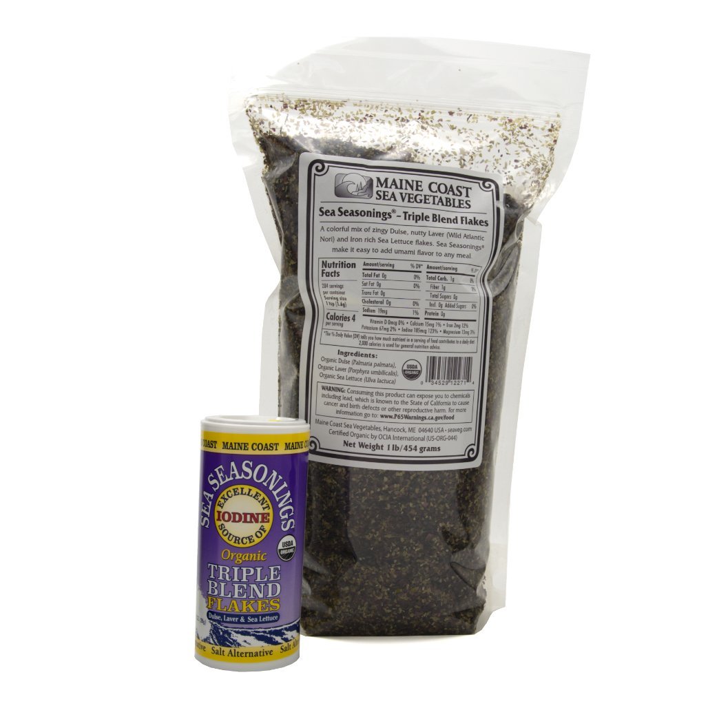 Triple Blend Flakes - Sea Seasonings Bulk- Organic 1 LB - Maine Coast Sea Vegetables