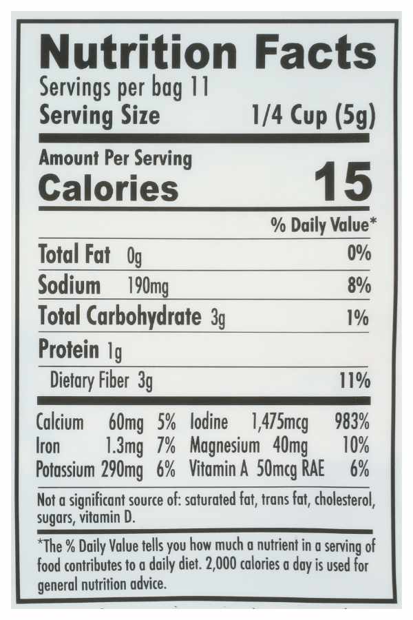 Alaria nutrition table