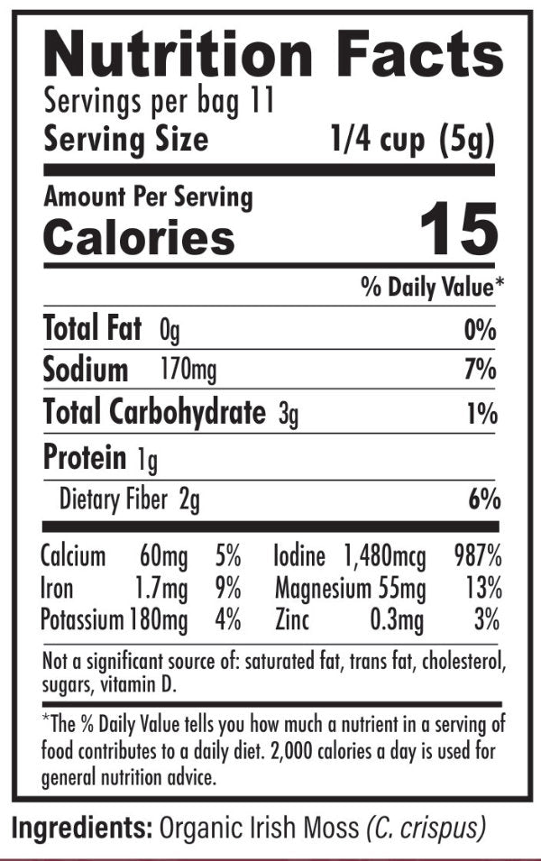 Organic Irish Moss Whole Leaf Bulk (Chondrus crispus) - "Sea Moss" - Wild-Harvested Atlantic Sea Vegetable