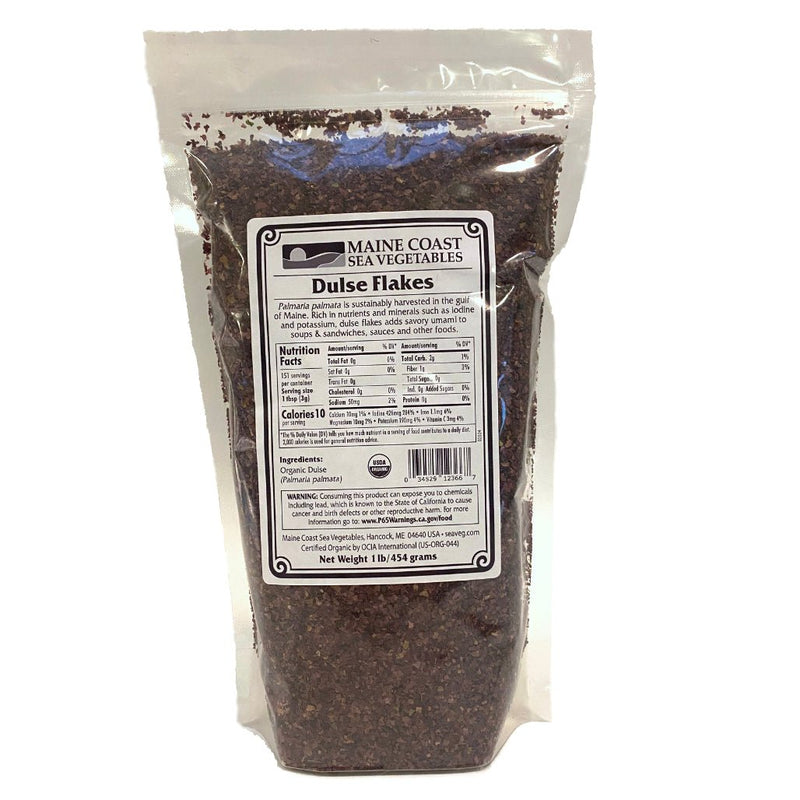 Organic Dulse Flakes Bulk (Palmaria palmata) - Wild - Harvested Atlantic Sea Vegetable SAMPLE - Maine Coast Sea Vegetables