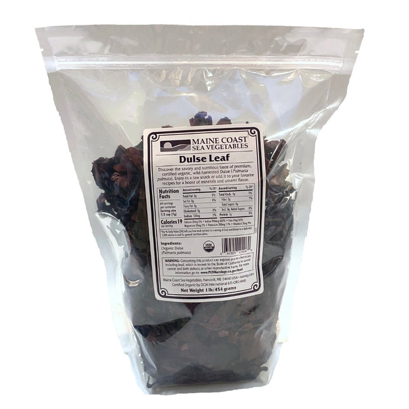 Organic Dulse Whole Leaf Bulk (Palmaria palmata) - Wild - Harvested Atlantic Sea Vegetable - 1 lb bag