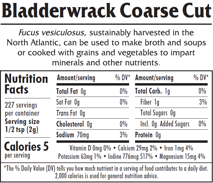 Bladderwrack Coarse - Wild Atlantic - Organic 1 LB - Maine Coast Sea Vegetables