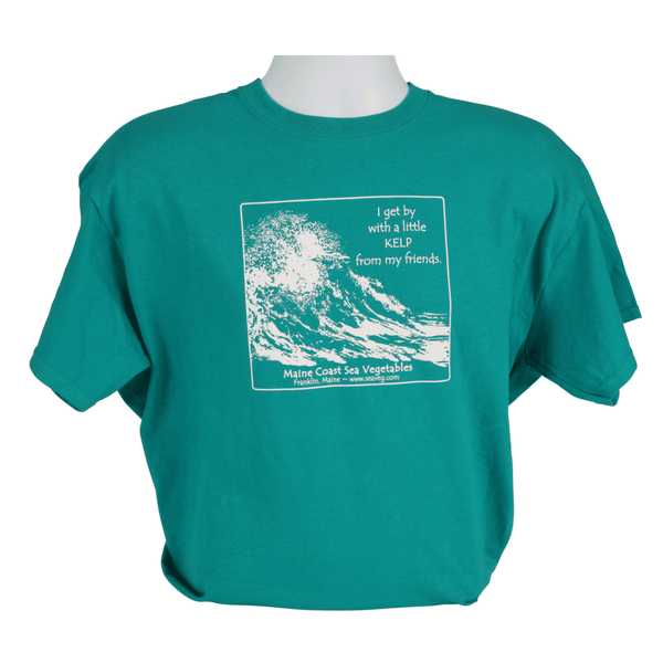 "I Get by with a Little Kelp From My Friends" Retro Galapagos Blue T-Shirt S - Maine Coast Sea Vegetables