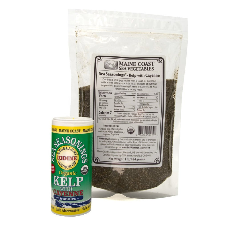 Kelp Granules Blend with Cayenne - Sea Seasonings Bulk - Organic 1 LB - Maine Coast Sea Vegetables