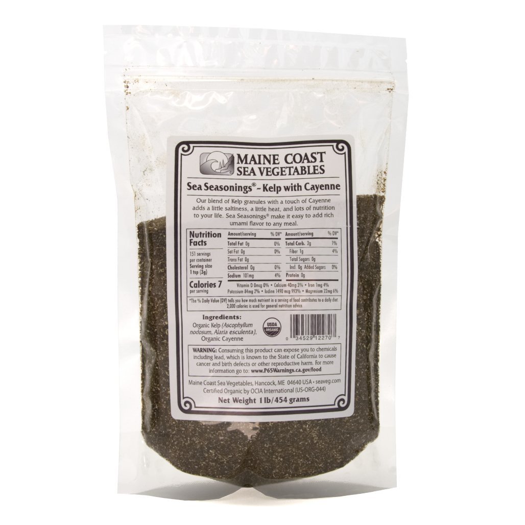 Kelp Granules Blend with Cayenne - Sea Seasonings Bulk - Organic 1 LB - Maine Coast Sea Vegetables