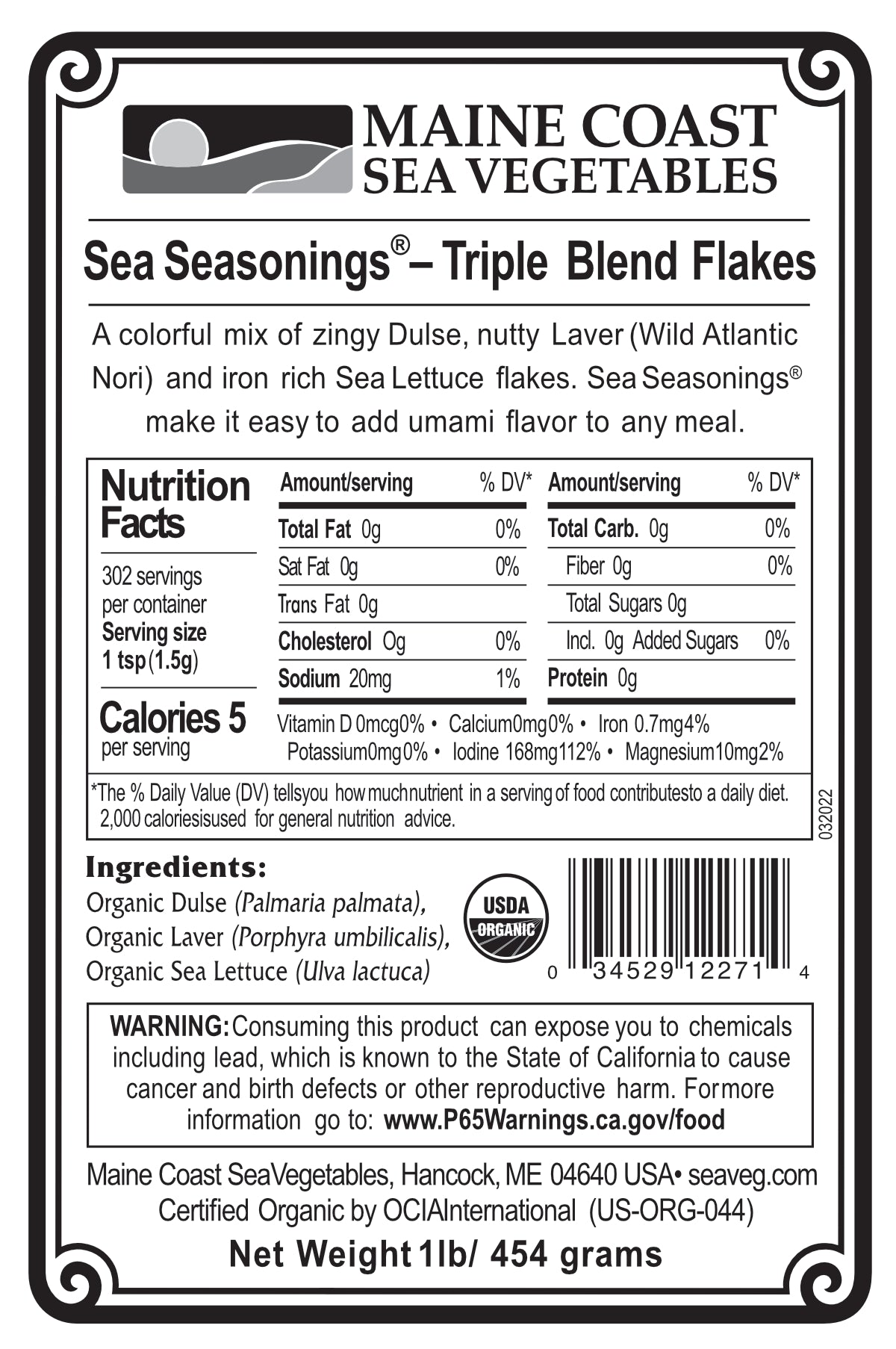 Organic Triple Blend Flakes Bulk Dulse, Sea Lettuce, and Laver Sea