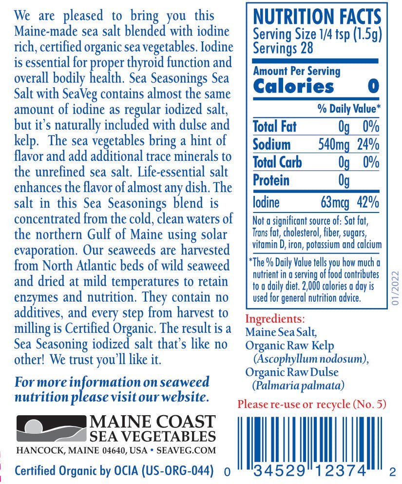 Sea Salt with Sea Veg Shaker and 8 oz Package Maine Coast Sea Vegetables