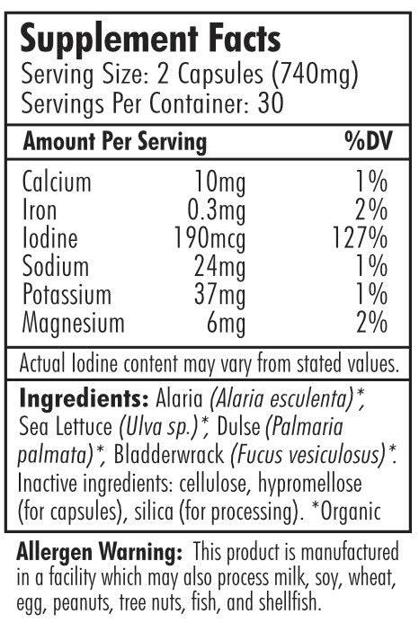 Seaweed Support Original Formula - nutritional label