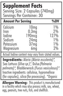 Seaweed Support Original Formula - nutritional label